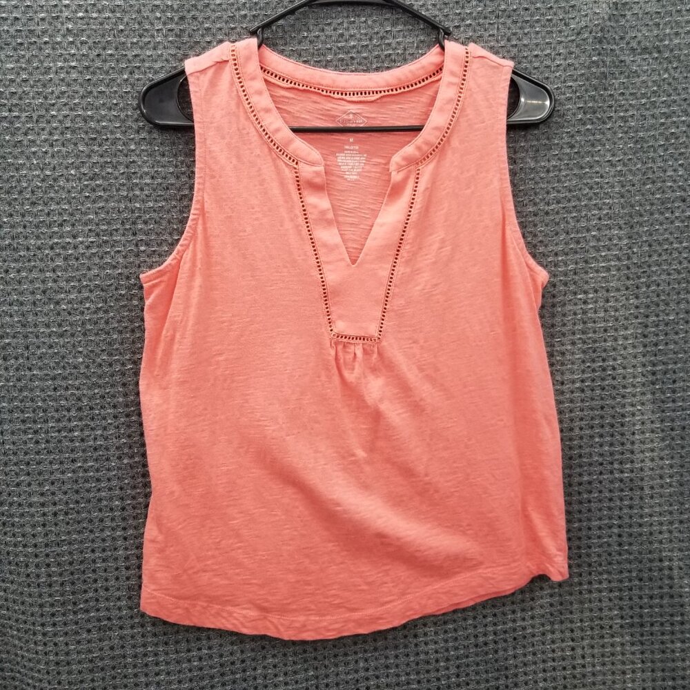 St John Bay Coral Cotton Sleeveless Blouse Women's M